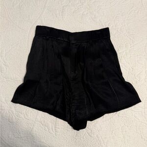 Zara Black High-Waist Satin-Look Women's Shorts